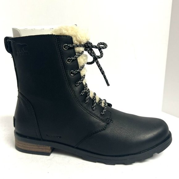 Sorel Women's Emelie Short Lace Cozy Waterproof Boots Black, Size 10 M - Picture 1 of 6